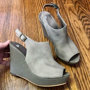 BP gray leather wedges size 8.5